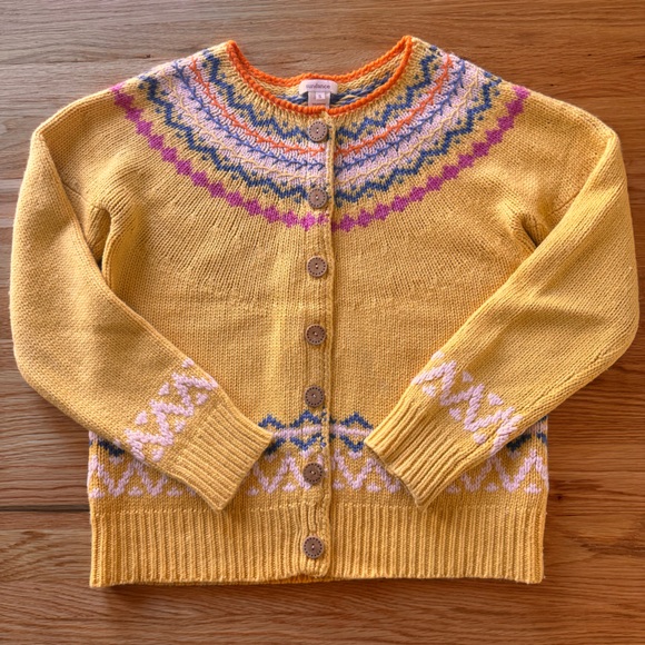 Sundance Fireside Fair Isle Yellow Cardigan Sweater Size S - Picture 3 of 9
